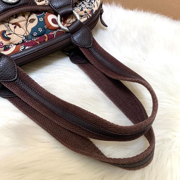 BRIGHTON Multicolor Floral Heart-Quilted Stitched Cotton Canvas Satchel - Picture 10 of 16